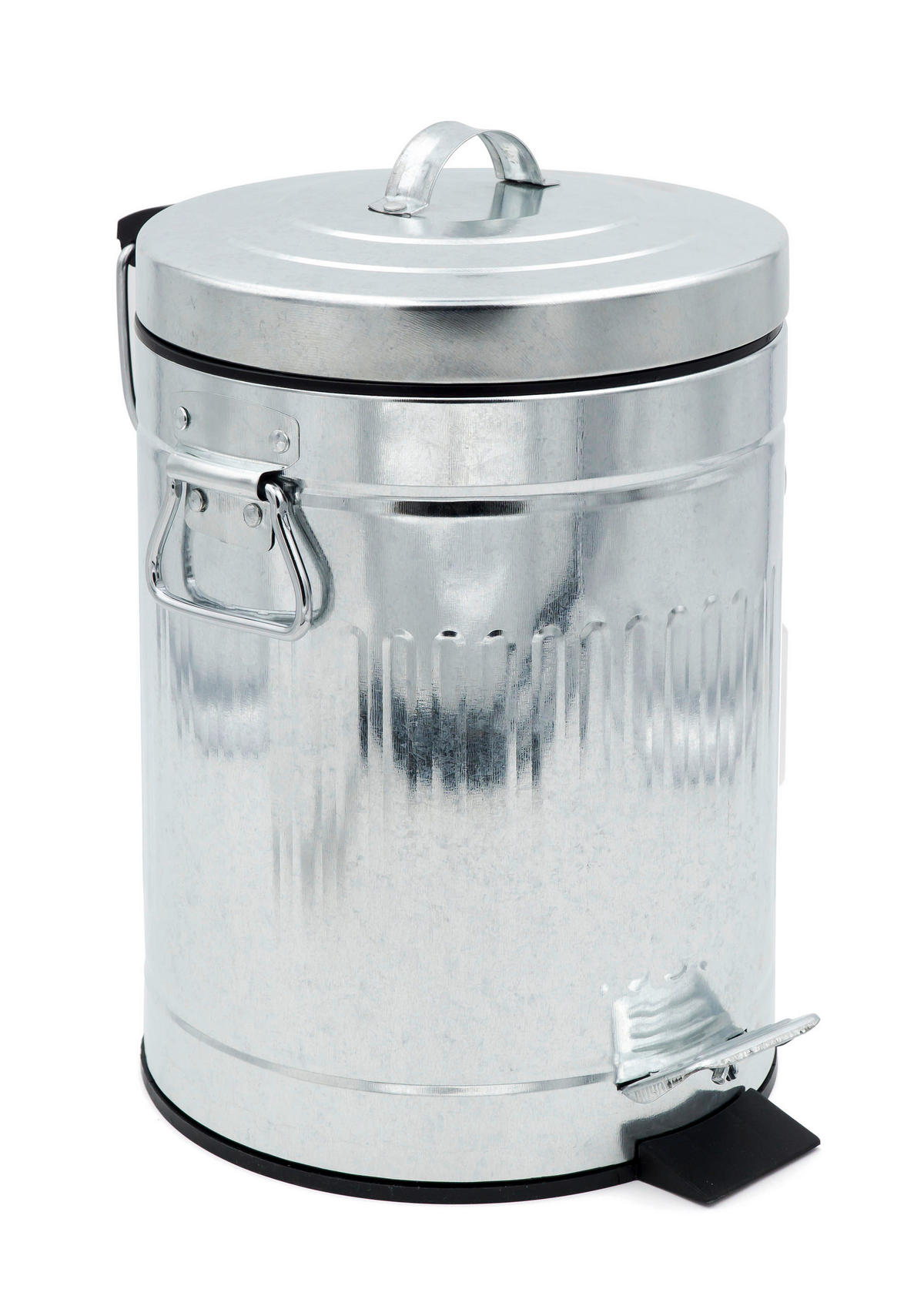 NÁŠĽAPNÝ ODPADKOVÝ KÔŠ, 5 l - farba zinku/čierna, Basics, kov/plast (22/30/26,5cm) - Sadena