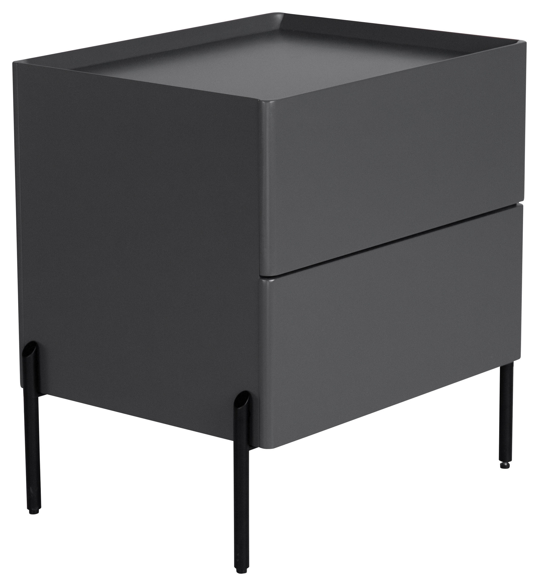 NACHTSCHRANK 50/55/40 cm  - Schwarz/Grau, Design, Holzwerkstoff/Metall (50/55/40cm) - Livetastic