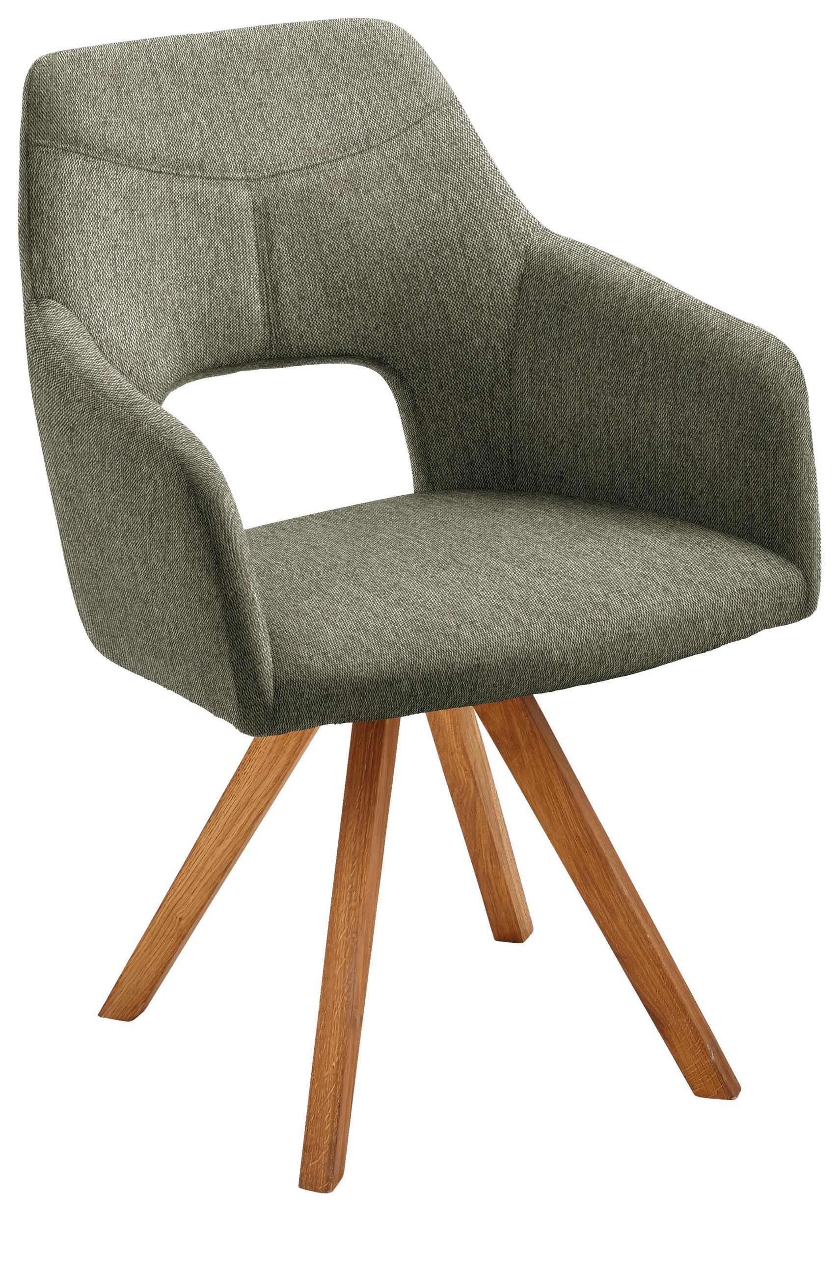 ARMLEHNSTUHL  in Webstoff  - Eichefarben/Olivgrün, Design, Holz/Textil (57/84/57cm) - Voleo