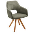 ARMLEHNSTUHL  Stoffauswahl Webstoff  - Eichefarben/Olivgrün, Design, Holz/Textil (57/84/57cm) - Voleo