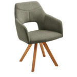 ARMLEHNSTUHL  Stoffauswahl Webstoff  - Eichefarben/Olivgrün, Design, Holz/Textil (57/84/57cm) - Voleo