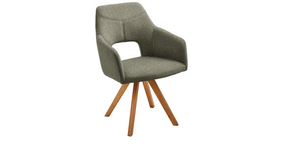 ARMLEHNSTUHL  Stoffauswahl Webstoff  - Eichefarben/Olivgrün, Design, Holz/Textil (57/84/57cm) - Voleo