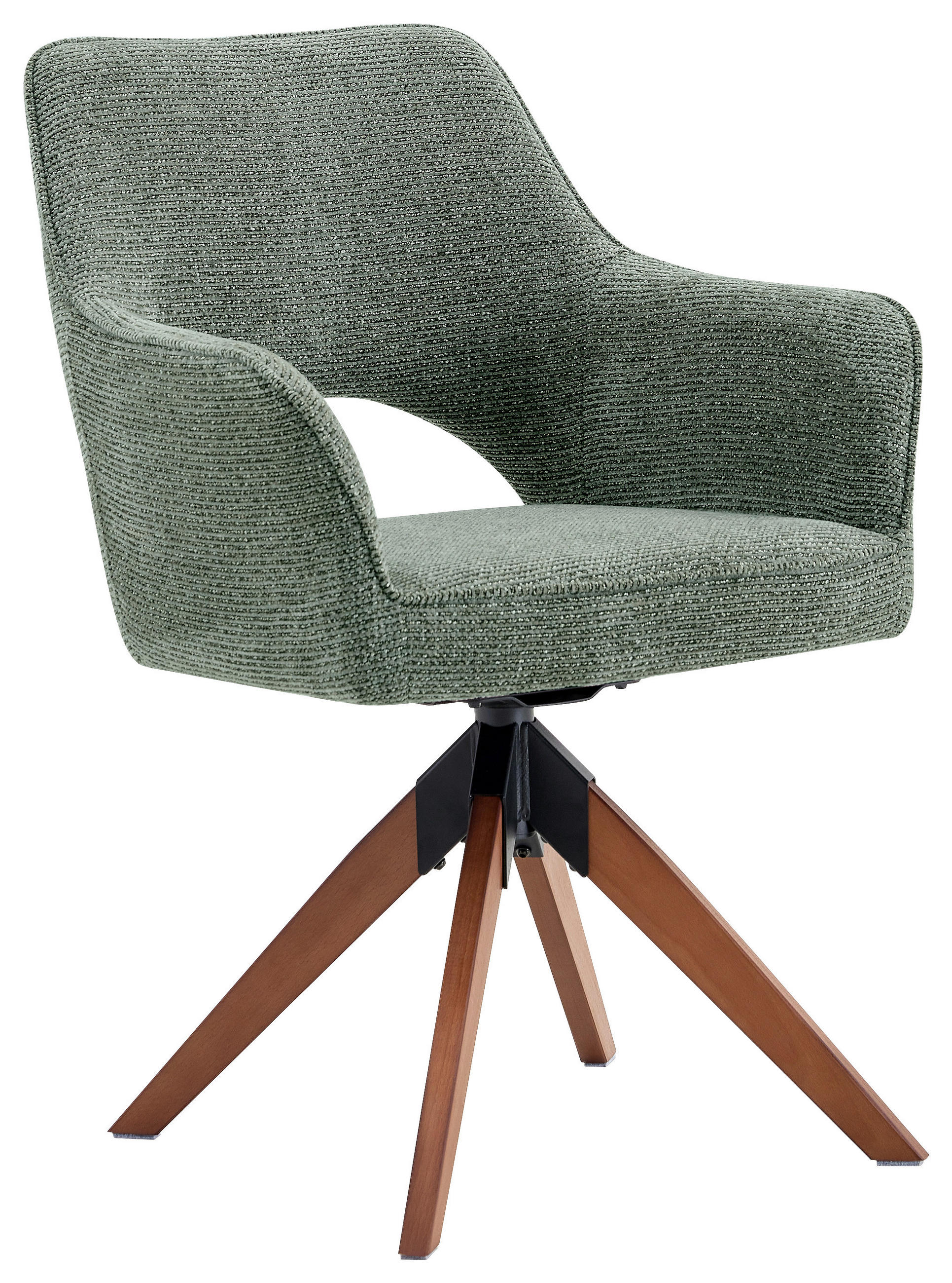 STOLICA S NASLONOM ZA RUKE  zelena, boje oraha  drvo, metal, tekstil      - zelena/boje oraha, Moderno, drvo/metal (60/89/65,5cm) - Livetastic