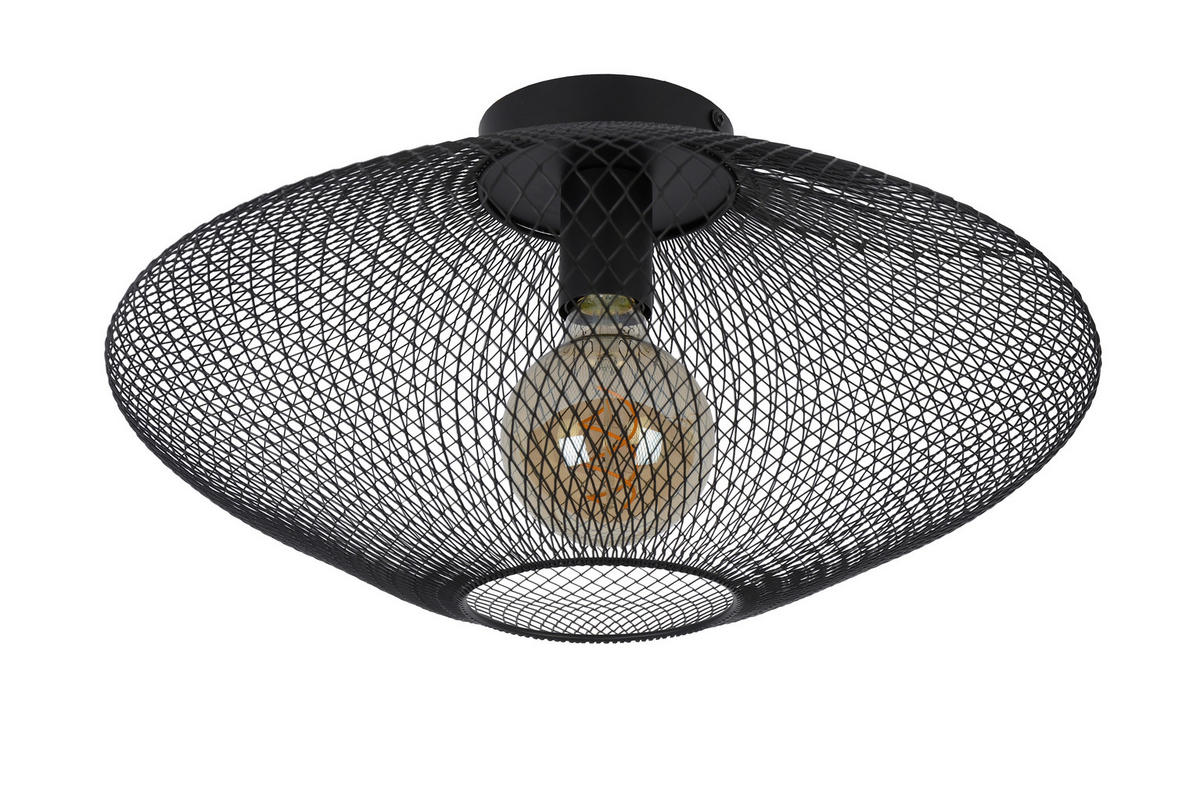 DECKENLEUCHTE  45/24 cm    - Schwarz, Konventionell, Metall (45/24cm) - Lucide