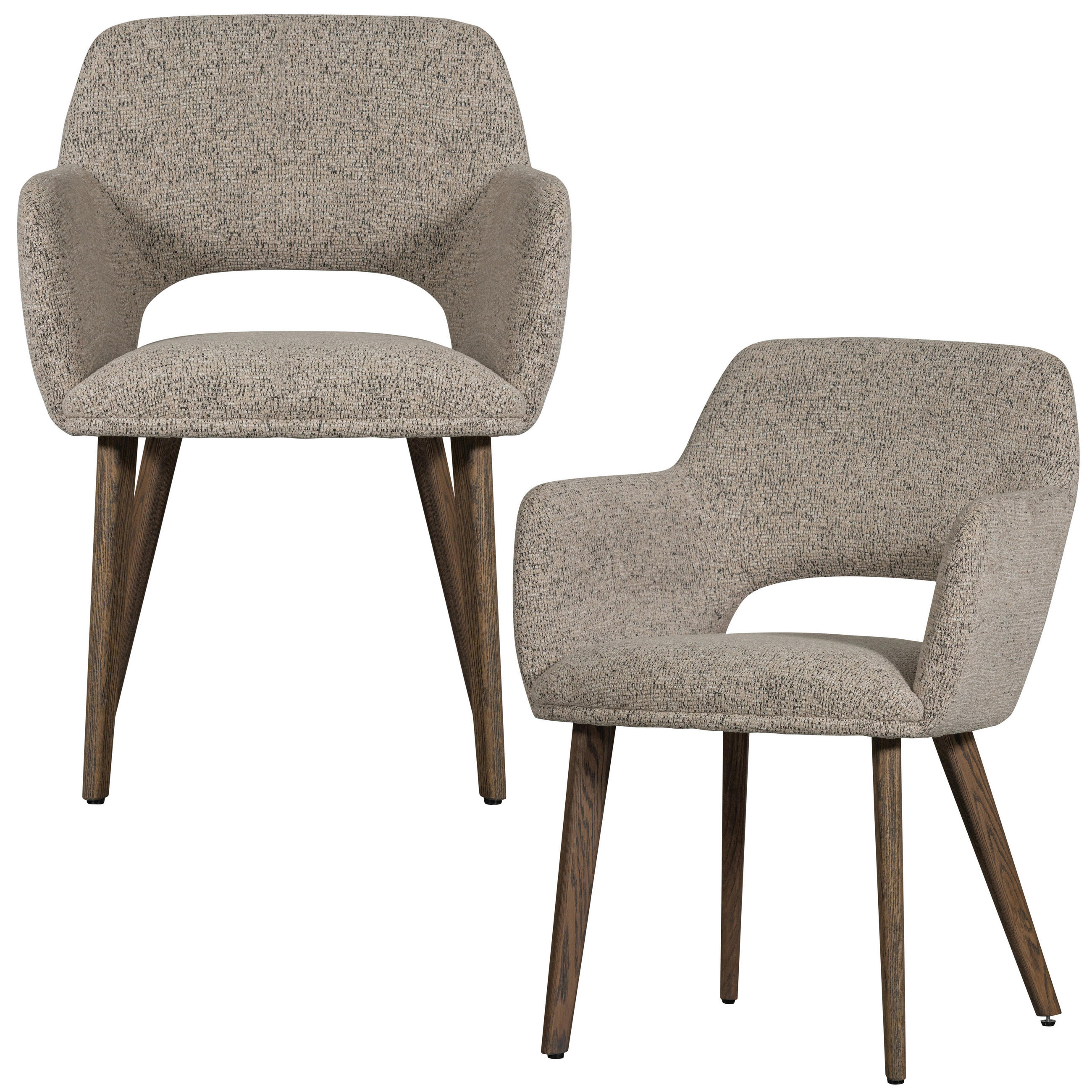 ARMLEHNSTUHL-SET 2 Stück  in Chenille, Webstoff  - Braun/Naturfarben, MODERN, Holz/Textil (61/86/60cm) - Livetastic