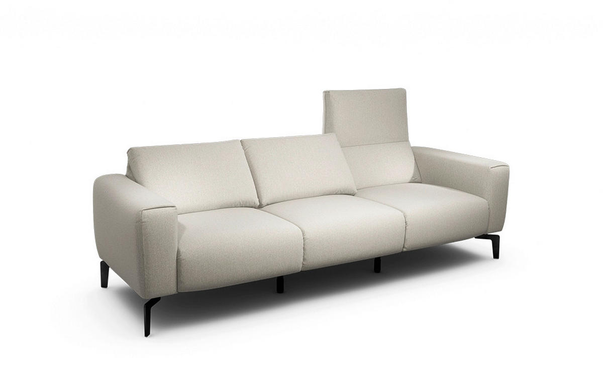 3-SITZER-SOFA Chenille Naturfarben  - Schwarz/Naturfarben, Design, Textil/Metall (250/86/86-94cm) - SENSOO