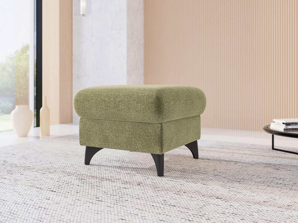 HOCKER in Textil Hellgrün  - Schwarz/Hellgrün, KONVENTIONELL, Textil/Metall (58/48/58cm) - Sit & More