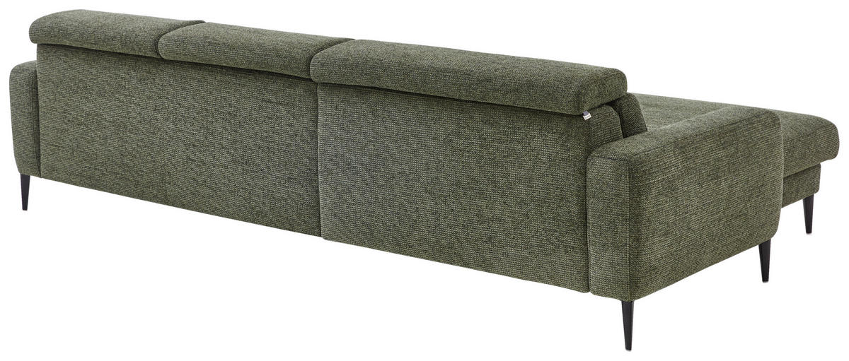 ECKSOFA Grün Chenille  - Schwarz/Grün, KONVENTIONELL, Textil/Metall (177/300cm) - Valdera