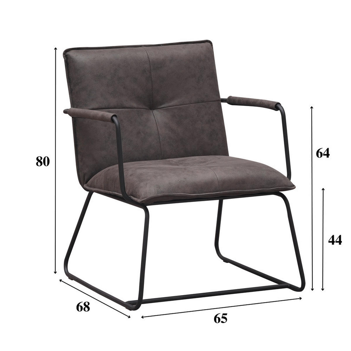 SESSEL Anthrazit    - Anthrazit/Schwarz, MODERN, Textil/Metall (65/80/68cm) - MID.YOU