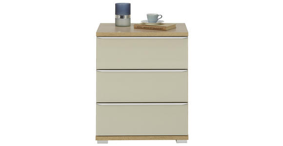 NACHTKÄSTCHEN in Eichefarben, Sandfarben - Sandfarben/Eichefarben, Design, Glas/Holzwerkstoff (51/40/62cm) - Moderano