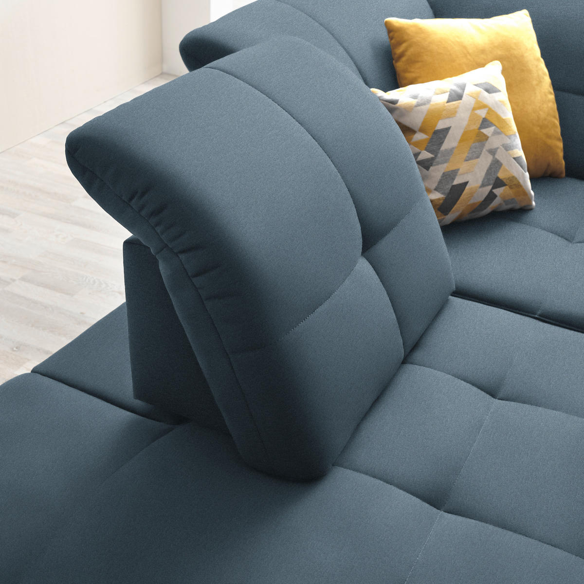 ECKSOFA in Chenille Blau  240/308 cm  - Blau/Schwarz, Design, Textil/Metall (240/308cm) - Xora