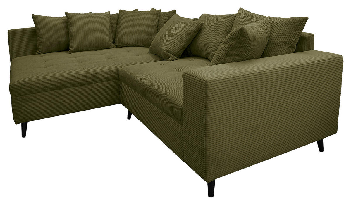 KUTNA GARNITURA tekstil  maslinasto zelena   - maslinasto zelena/crna, Design, tekstil/drvo (174/247cm) - MID.YOU