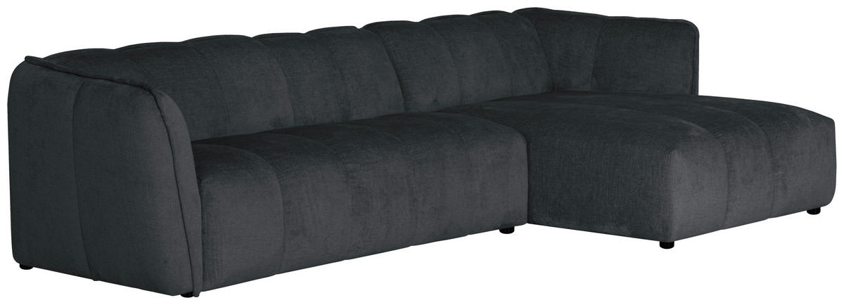 ECKSOFA LIVOLI in Chenille Grau  276/160 cm  - Schwarz/Grau, Design, Textil (276/160cm) - MID.YOU