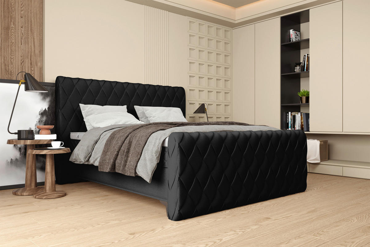 BOXSPRINGBETT 180/200 cm  in Schwarz  - Schwarz, Design, Textil/Metall (180/200cm) - Boxxx