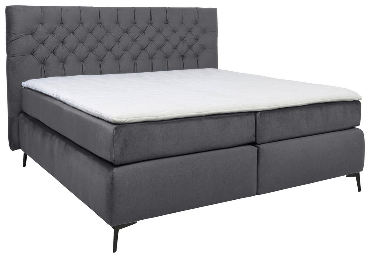 BOXSPRINGBETT 160/200 cm  in Grau  - Schwarz/Grau, Design, Textil/Metall (160/200cm) - Esposa