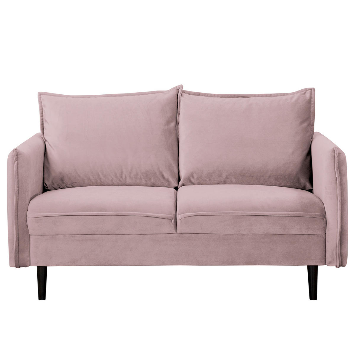 2-SITZER-SOFA JULI Samt Rosa  - Schwarz/Rosa, Design, Holz/Textil (138/86/100cm) - P & B