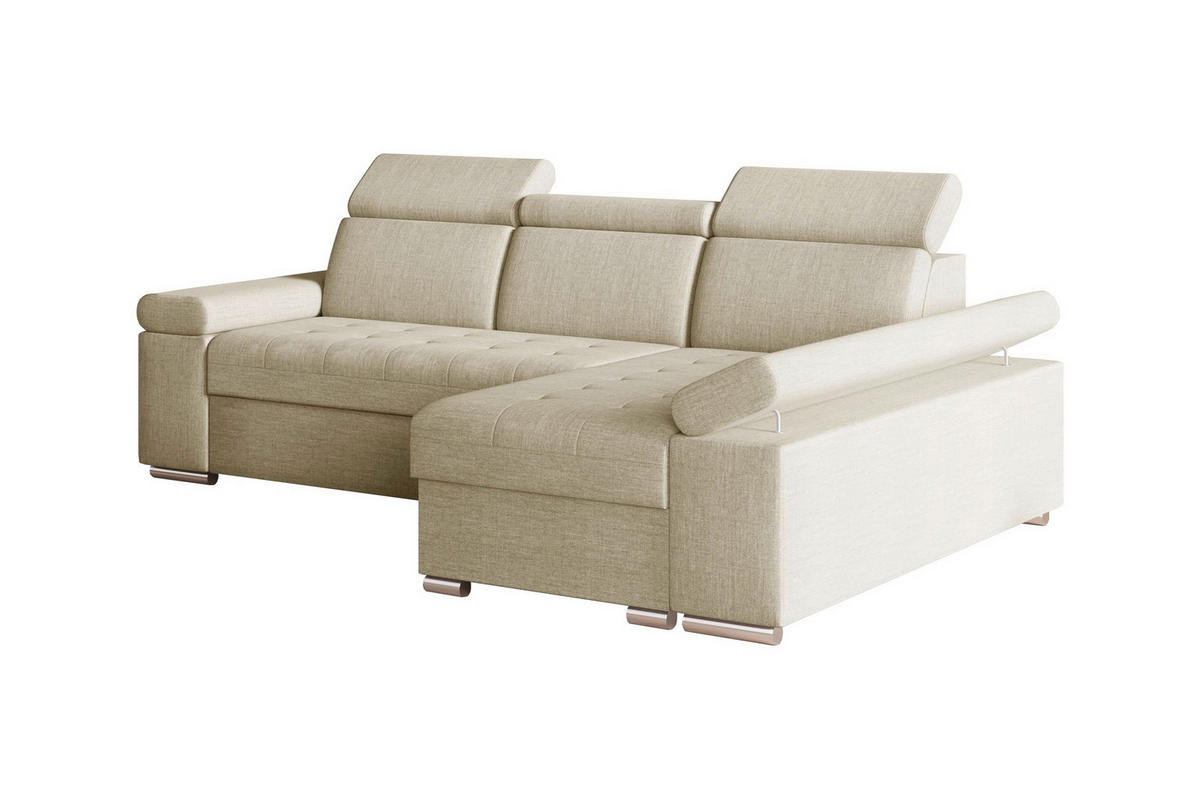 ECKSOFA TORONTO in Webstoff Creme  - Silberfarben/Creme, Design, Kunststoff/Textil (260/168cm) - MID.YOU