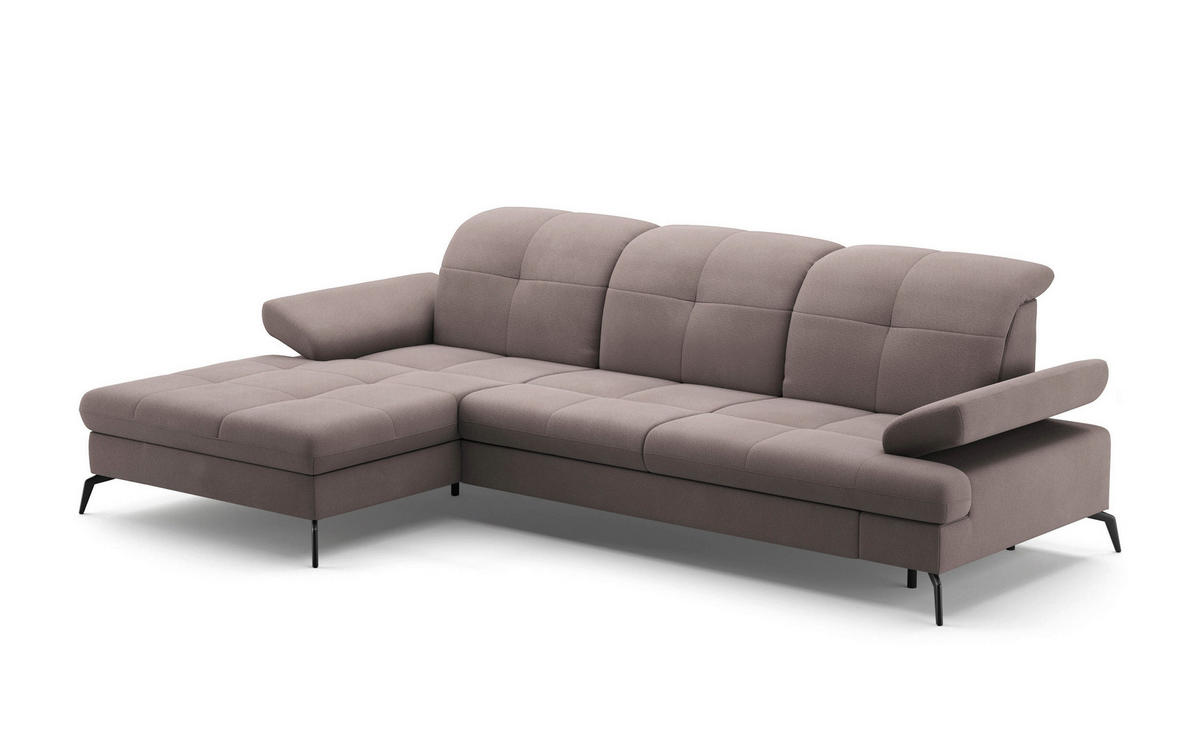 ECKSOFA in Flachgewebe Taupe  - Taupe/Schwarz, Konventionell, Textil/Metall (185/279cm) - Sit & More