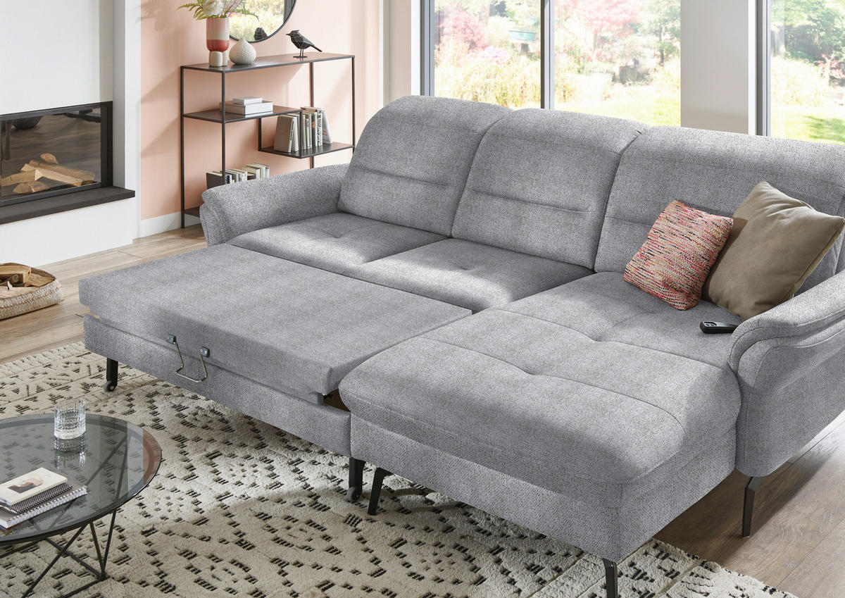 ECKSOFA in Flachgewebe Grau  - Schwarz/Grau, Konventionell, Textil/Metall (260/181cm) - Beldomo Speed