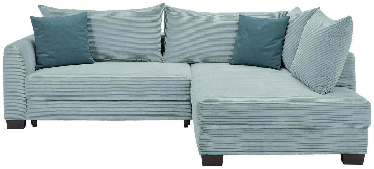 ECKSOFA in Cord Blaugrau  - Blaugrau/Petrol, KONVENTIONELL, Holz/Textil (267/181cm) - Carryhome