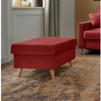 HOCKER in Textil Rot  - Rot/Naturfarben, Design, Holz/Textil (61/43/61cm) - P & B