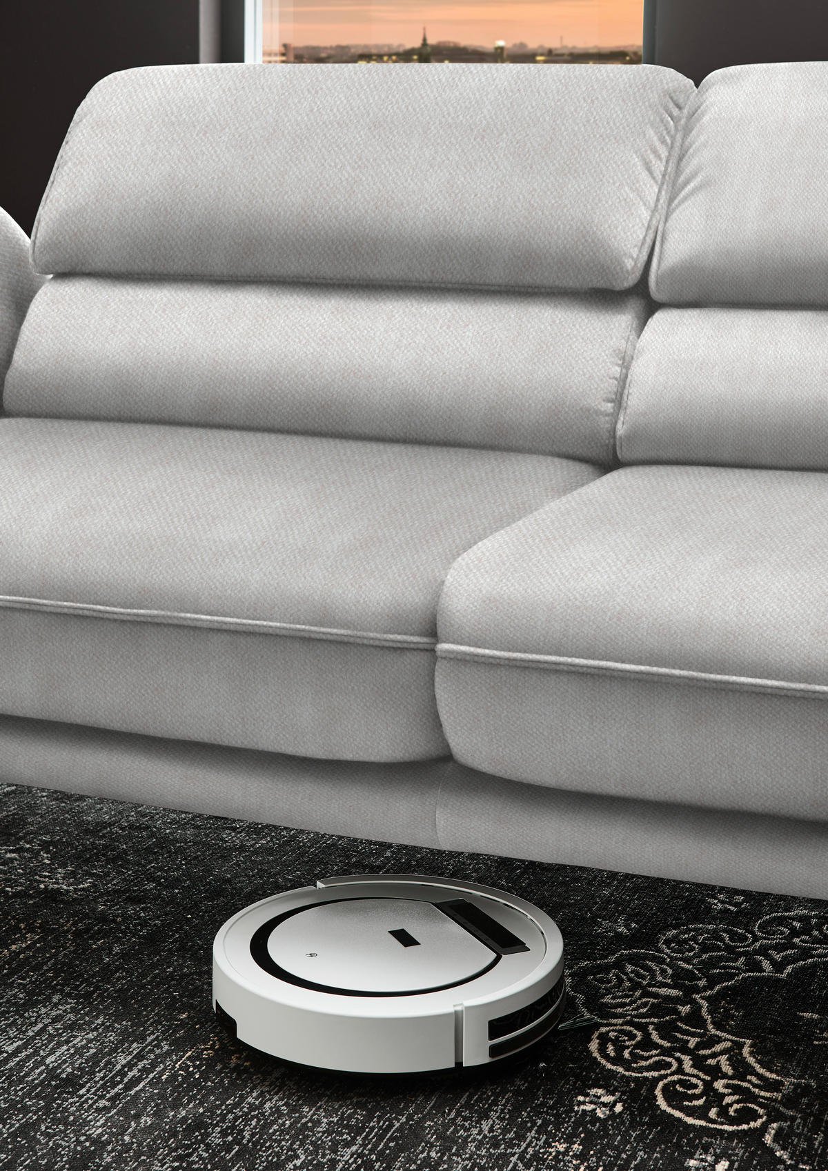 ECKSOFA in Velours Creme  - Creme/Schwarz, Design, Textil/Metall (283/153cm) - Valdera