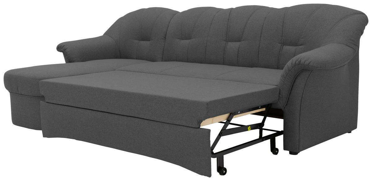ECKSCHLAFSOFA in Webstoff Grau  - Schwarz/Grau, KONVENTIONELL, Kunststoff/Textil (142/233cm) - MID.YOU