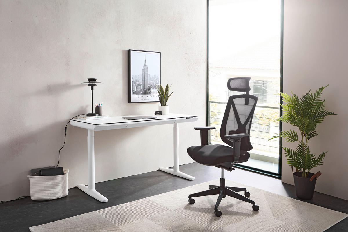 SKRIVBORD 140/70/73-118 cm  i vit  - vit, Design, metall/trämaterial (140/70/73-118cm) - Novel