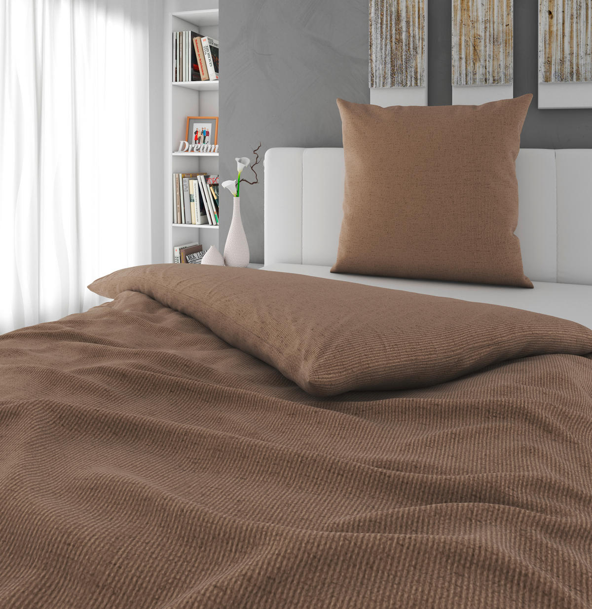 BETTWÄSCHE 155/220 cm  - Beigebraun, Textil (155/220cm) - Bio:Vio