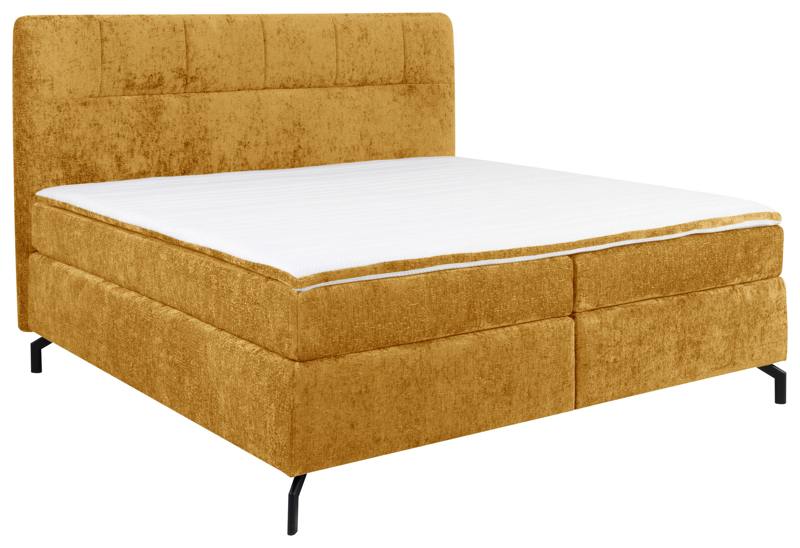 BOXSPRINGBETT 160/200 cm  in Currygelb  - Currygelb/Schwarz, Design, Textil/Metall (160/200cm) - Esposa