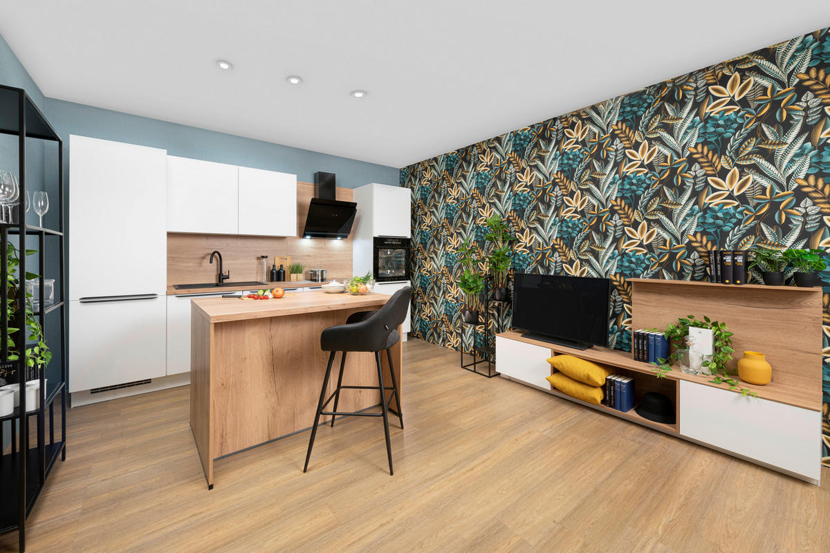 OBÝVACÍ STĚNA, bílá - bílá, Design, kompozitní dřevo - Celina