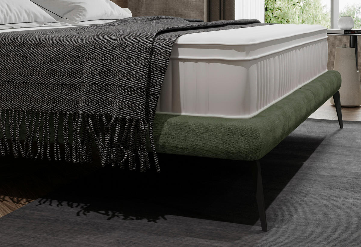 POLSTERBETT 180/200 cm  in Dunkelgrün  - Dunkelgrün/Altrosa, Modern, Textil/Metall (180/200cm) - Livetastic