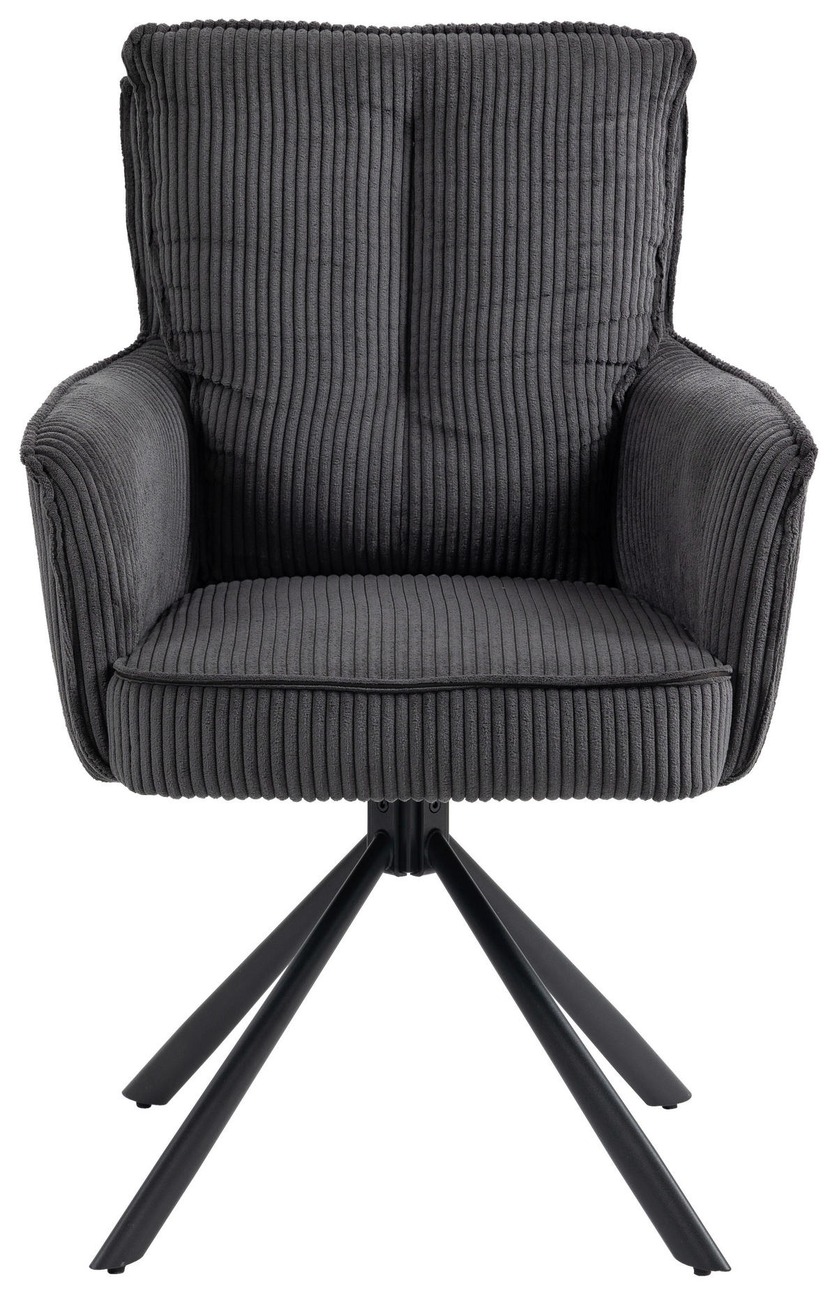 ARMLEHNSTUHL  in Eisen Cord  - Dunkelgrau/Schwarz, Design, Textil/Metall (62/95/67cm) - Novel