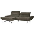 ECKSOFA  in Teddystoff Dunkelbraun  170-195/280 cm  - Dunkelbraun/Schwarz, Design, Textil/Metall (170-195/280cm) - Dieter Knoll