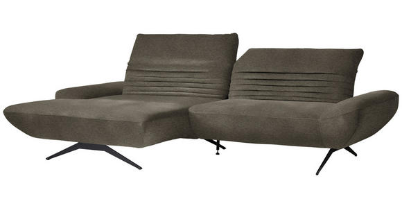 ECKSOFA  in Teddystoff Dunkelbraun  170-195/280 cm  - Dunkelbraun/Schwarz, Design, Textil/Metall (170-195/280cm) - Dieter Knoll