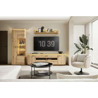 DNEVNI REGAL,  barve hrasta  - barve hrasta/antracit, Natur, kovina/steklo (150/81/44cm) - Hom`in