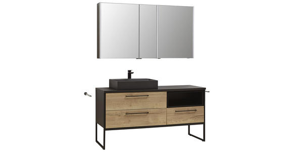 BADEZIMMER - Dunkelgrau/Eichefarben, MODERN, Glas/Holzwerkstoff (150cm) - Dieter Knoll