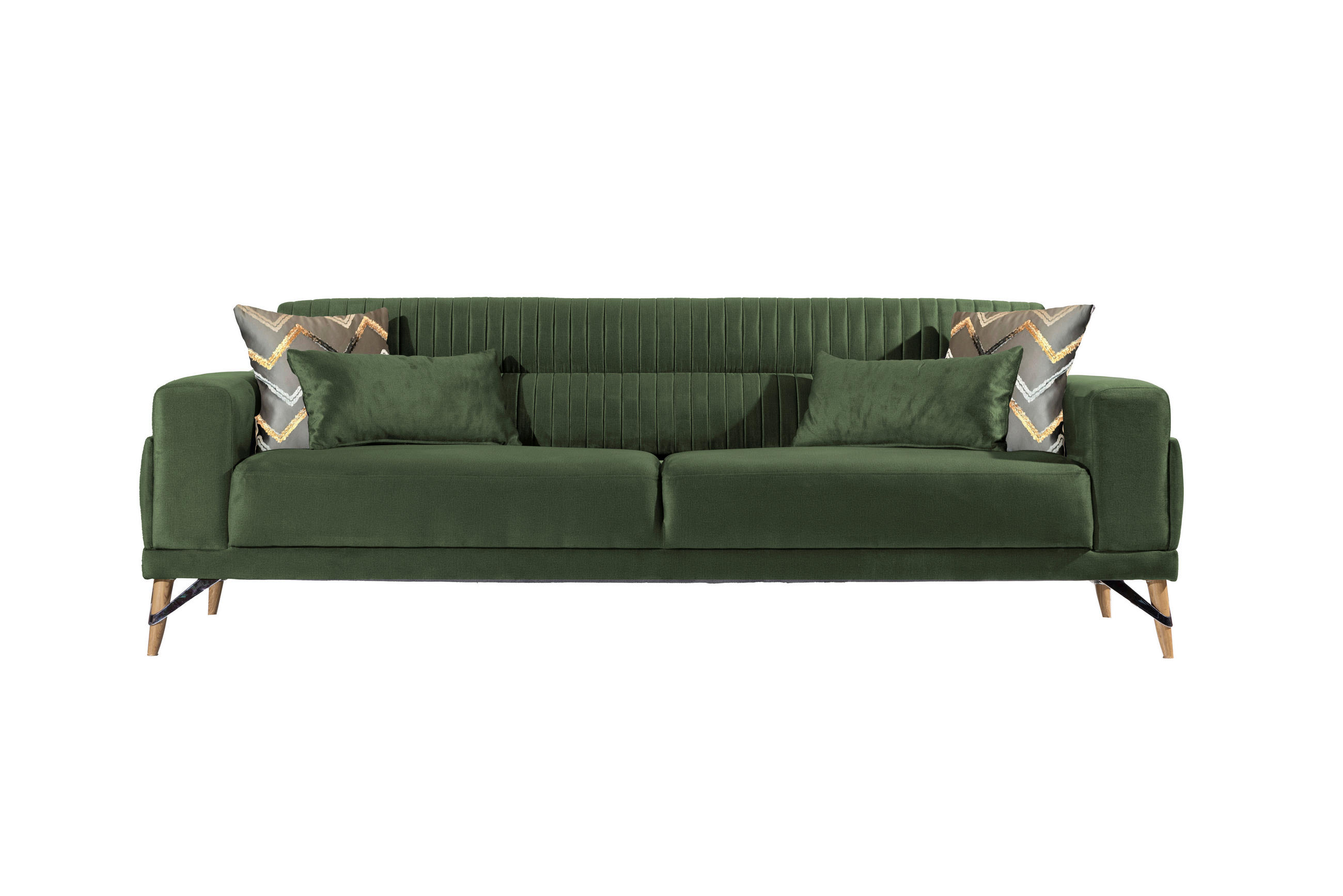 3-SITZER-SOFA Samt Olivgrün  - Silberfarben/Olivgrün, Design, Kunststoff/Textil (233/77/87cm) - Livetastic