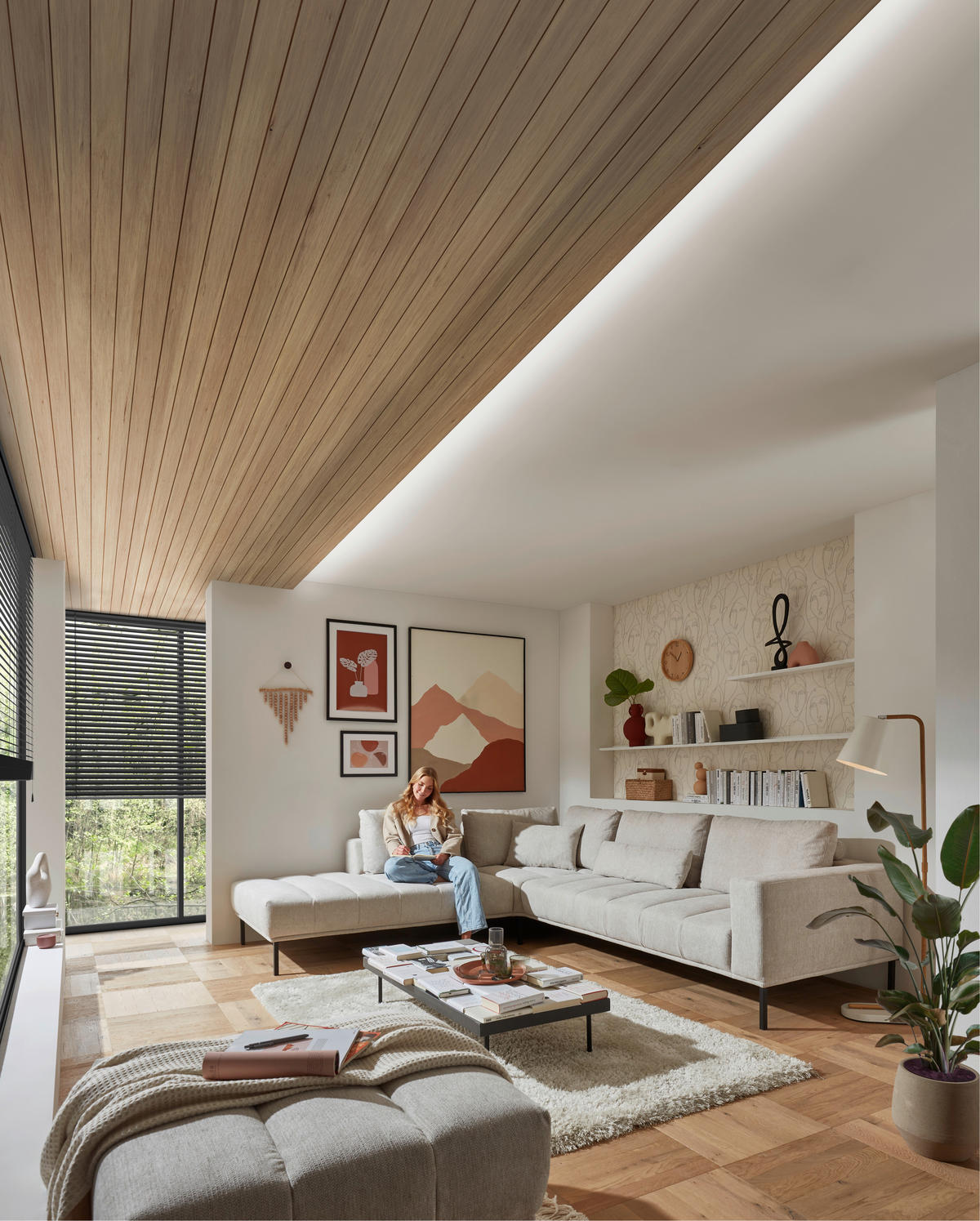 ECKSOFA  in Flachgewebe Creme  270/308 cm  - Creme/Schwarz, Design, Textil/Metall (270/308cm) - Pure Home Lifestyle