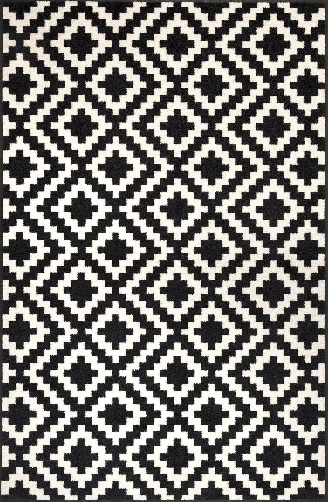 FLACHWEBETEPPICH 115/175 cm Kalmar Schwarz, Weiß  - Schwarz/Weiß, KONVENTIONELL, Kunststoff/Textil (115/175cm) - wash+dry