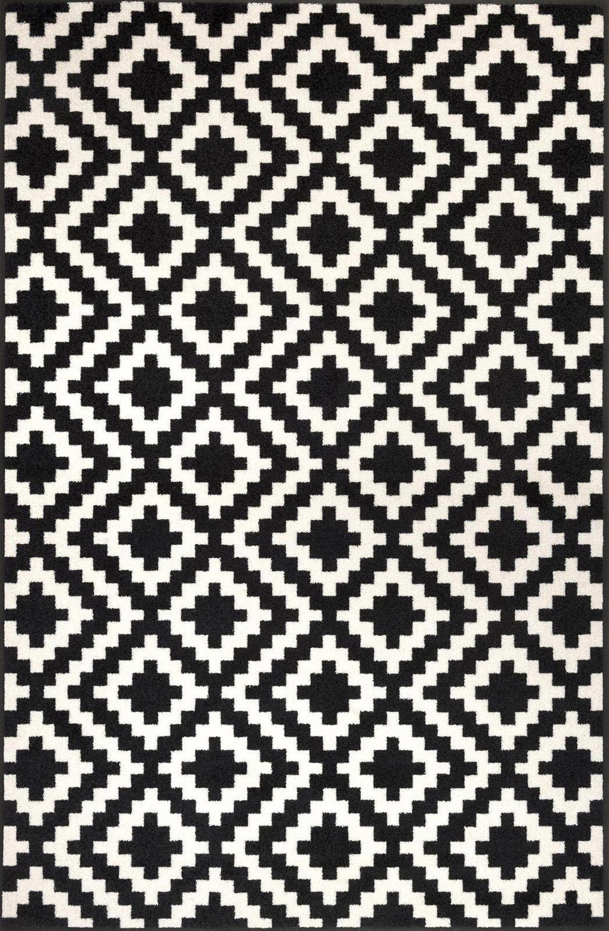 COVOR CU ȚESĂTURĂ PLATĂ Kalmar  - alb/negru, Konventionell, plastic/textil (115/175cm) - wash+dry
