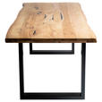 ESSTISCH 180/90/76 cm Echtholz  Holz, Metall Schwarz, Akaziefarben  - Schwarz/Akaziefarben, Design, Holz/Metall (180/90/76cm) - Carryhome