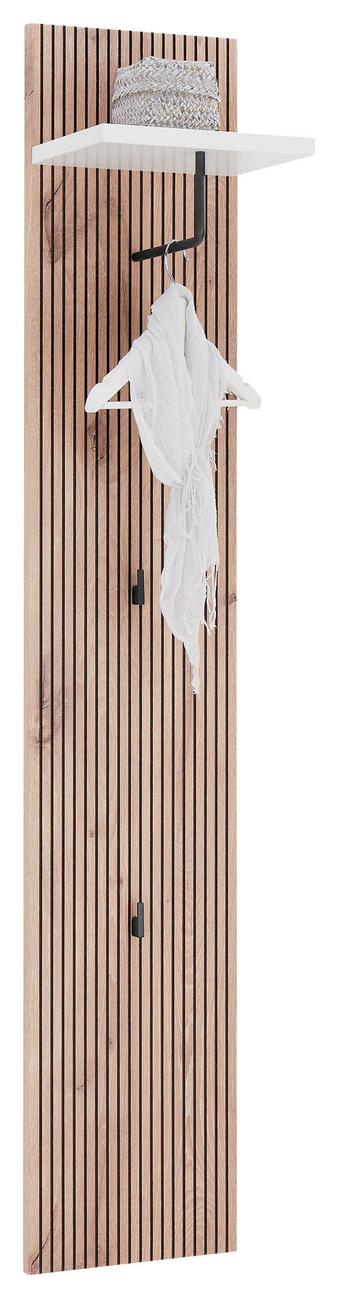 GARDEROBE 4-teilig  in 155/198/37 cm  - Weiss/Eichefarben, Design, Holzwerkstoff (155/198/37cm) - Voleo