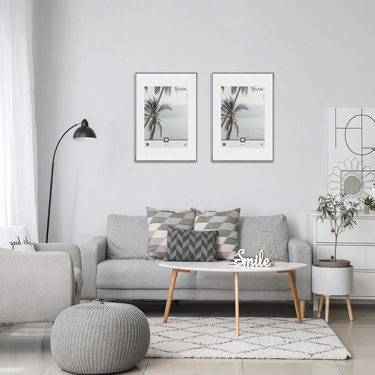 RÁM NA OBRAZY, 1 foto 70 cm x 100 cm - strieborná, Basics, plast/sklo (70/100cm)
