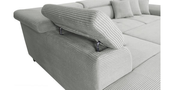 ECKSOFA inkl. Funktionen Grau Cord - Silberfarben/Grau, Design, Textil/Metall (226/257cm) - Xora