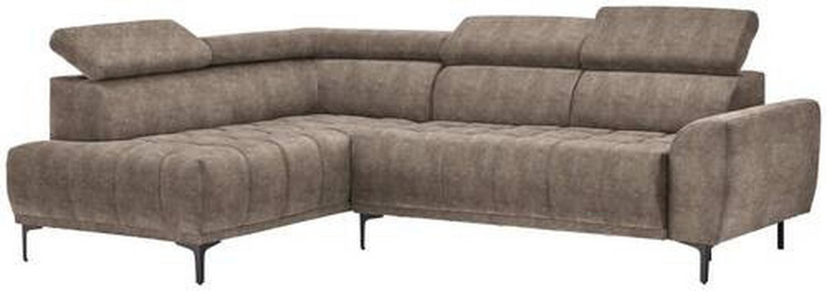 ECKSOFA in Velours Braun  - Schwarz/Braun, Design, Textil/Metall (191/261cm) - Stylife