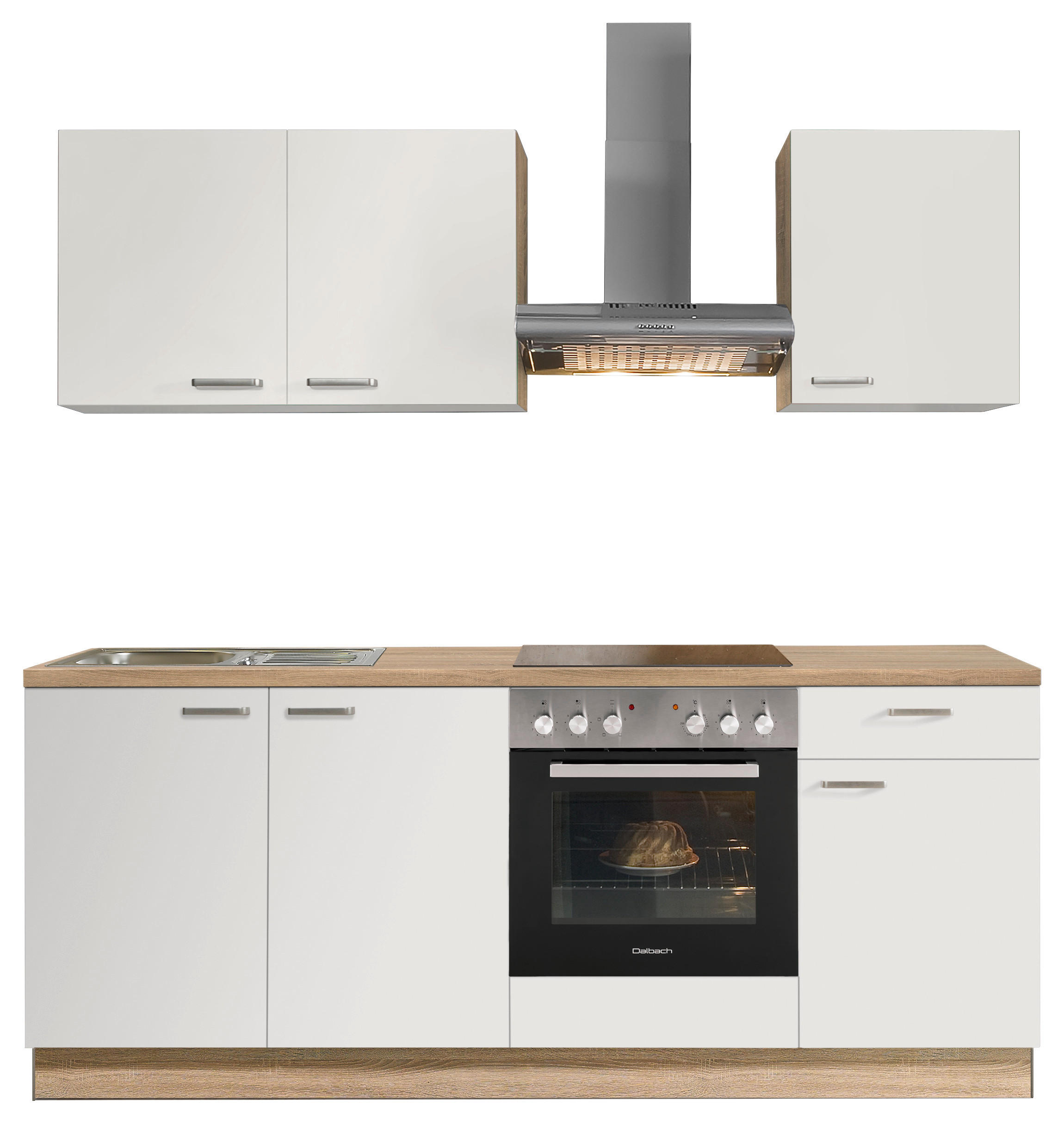 KUHINJSKI BLOK - barve nerjavečega jekla/barve hrasta, Konvencionalno, kovina/leseni material (200cm) - Express