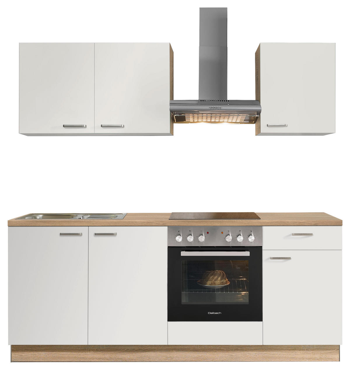 KUHINJSKI BLOK - barve nerjavečega jekla/barve hrasta, Konvencionalno, kovina/leseni material (200cm) - Express