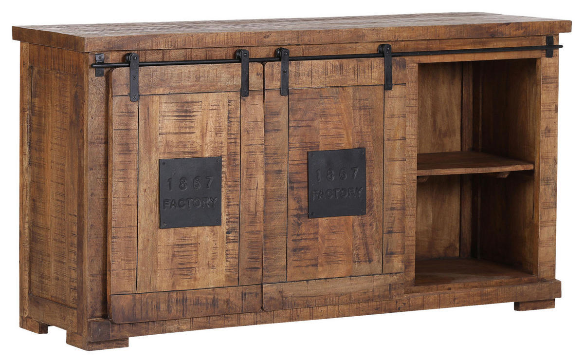 SIDEBOARD  in 160/85/45 cm  - Schwarz/Naturfarben, LIFESTYLE, Holz/Metall (160/85/45cm) - Landscape