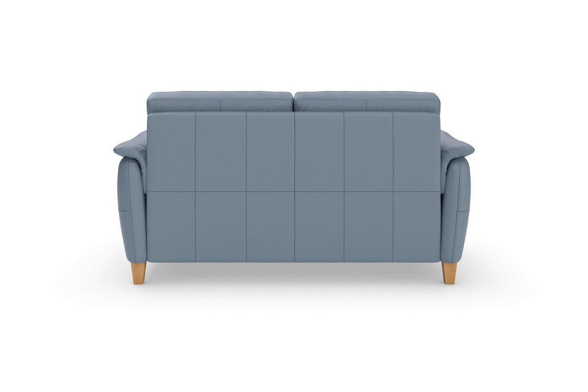 TROJMIESTNA POHOVKA, sivomodrá, pravá koža - sivomodrá/farba duba, Basics, koža/drevo (179/89/89cm) - Sit & More